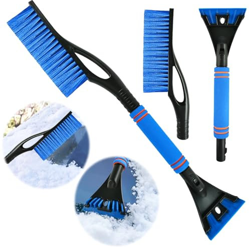 KATELUO Eiskratzer Auto mit Besen, 2 in 1 Auto Eiskratzer, Abnehmbarer Eiskratzer, Eiskratzer Schneebesen, Geschenk für Autobesitzer (Blau)