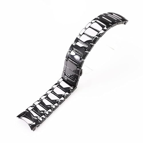 WAHRE Fit for Armani Uhr Armband Ar1474 Ar1452 Ar1451 Männer Frauen Schwarz Weiß 22mm 24mm Keramik Uhr Armband Armband Band Gürtel Ersetzen(Black,24mm)