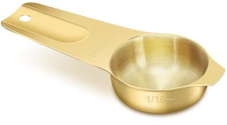 1/8 Cup (30 ml | 30 cc | 1 oz) Stainless Steel Measuring Cup, Metal Measuring Cup for Cooking & Baking(Gold)