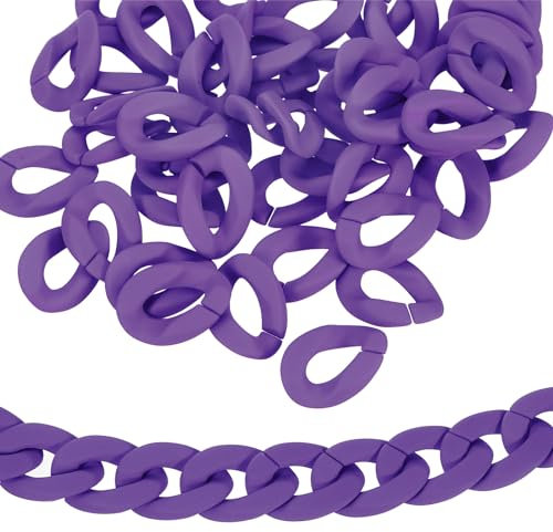 sourcing map 50Pcs Acrylic Linking Chain Rings, 29mm Plastic Quick Link C-Clips Hooks Connectors for Purse Bag Chain, DIY Craft Jewelry Making, Deep Purple