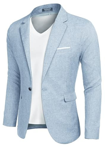 Coofandy Veste de sport décontractée pour homme, légère, à bouton unique, Gris bleu, XXX-Large