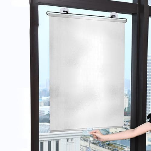 Persiana de Ventana con Ventosa,Aislamiento térmico,Cortinas Opacas Ajustables,Red retráctil Oscurecimiento Total,Parasol Persianas TelescóPica Estores Enrollables Opacos (58x125cm)