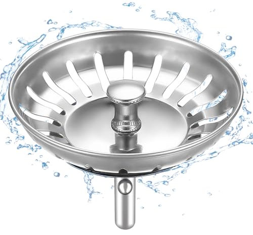 HUAERSICO Tappo lavello cucina 80 mm - Tappo lavandino cucina con filtro funzione - Tappi lavandino cucina (2 Guarnizione in gomma)