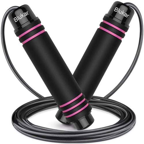 Blukar Springseil, Speed Rope Verstellbar mit Hautfreundlichen Schaum Griffe, 3 Meter Länge Einstellbar, Rutschfest und Ideal für Fitness & Ausdauer & Seilspringen, geeignet für Erwachsene
