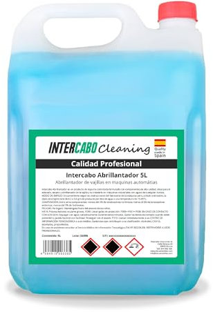 Intercabo - Abrillantador Lavavajillas - Liquido abrillantador para maquinas - Limpiamaquinas - Garrafa de 5L Abrillantador para lavavajillas - Liquido de Lavavajillas - Extra brillo y proteccion