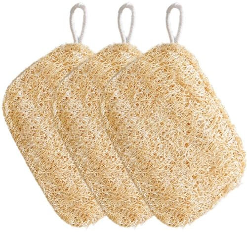 Hrippy 3 Teile/Satz Runde Luffa Spülmaschine Schwämme Küche Saubere Werkzeuge Reinigung Topf Pinsel Natürliche Gericht Wäscher Luffa Luffa Geschirrtuch Gericht
