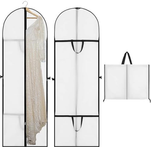 1 Pack Long Dress Covers Bag Dust Proof Clothes Covers Moth Proof Garment Bag Wedding Dress Bag Folding Long Coat Cover for Coat Gowns Dresses Shirts Suits Jackets Storage (White)