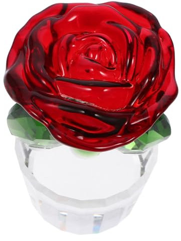GARVALON Kristallglas Rose Kristall Rose Bouquet Statue Rose Kristall Ornament Klare Kristall Rose Kristall Rose Statue Kristall Rose Figuren Kristall Blumen Blumen Ornament