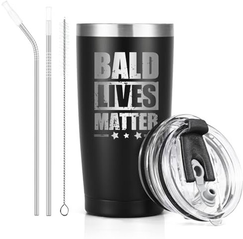 Livole Baldi Mug, Funny Gifts for Bald Men, Dad, Grandad, Uncle, Bald Lives Matter, Beer Gifts for Men, Mens Gift for Christmas, Birthday Fathers Day Presents for Dad, 20oz 600ml Travel Coffee Mug