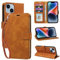 GOTOURED Phone Case for iPhone 14 Wallet, RFID Blocking 4 Card Slots, Wrist Strap, Kickstand, Magnetic Closure, Shockproof Protective Soft Leather Flip Cases Cover for iPhone 14 (Brown)