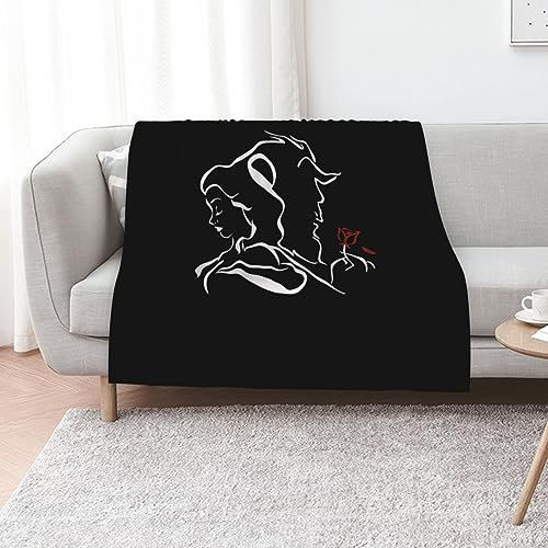 ATOurDealss Flanelldecke, Die Schöne innerhalb des Biests, leichte, gemütliche Bettdecke, weiches Fleece-Plüsch, warme Überwurfdecke, für dekorative Couch, Sofa, geeignet für alle Jahreszeiten, 127 x