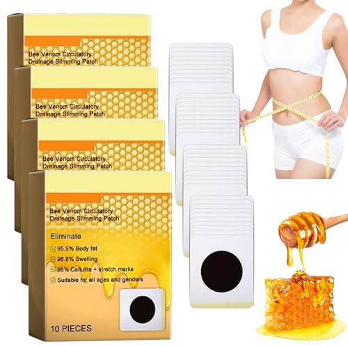 Vibbang 40 Stück Bienengift Lymphdrainage Schlankheitspflaster, Bienengift Pflaster zum Abnehmen, Bee Venom Pflaster,Bee Venom Pflaster Geeignet für Frauen Männer