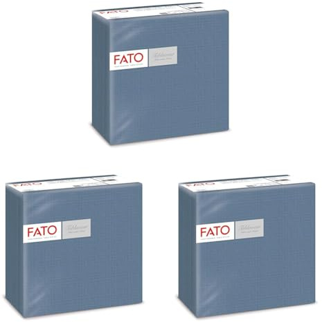 Fato - Trockene Papierservietten, Airlaid, Textileffekt, 150er Pack Servietten, Format 40x40 gefaltet in 4, Dekor Ultramarinblau