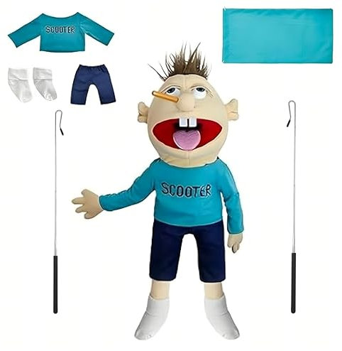 Jeffy Puppet Plush Toy – 60cm Hand Puppet with 2 Rods, Soft Jeffy & Joseph Dolls for Kids & Adults, Interactive Prank Toy for Roleplay, Educational Gift for Birthday, Christmas, Halloween