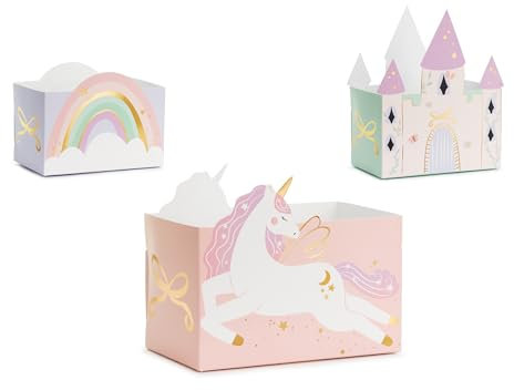 Libetui Set of 6 Snack Boxes Unicorn Fairy Tale Castle Rainbow Snack Box Snack Bowl Cardboard Party Birthday Girls Children