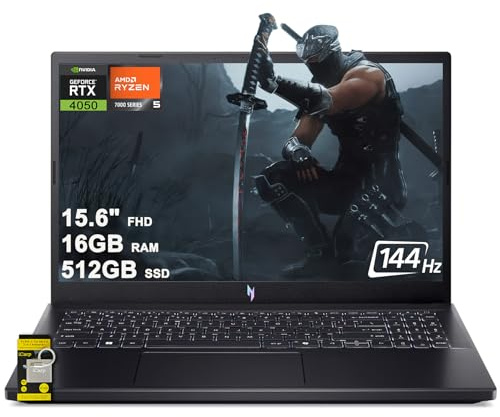 acer Nitro V 15 Ordinateur portable de jeu 15,6 po FHD IPS 144 Hz AMD 6 cœurs Ryzen 5 7535HS 16 Go de RAM 512 Go SSD GeForce RTX 4050 rétroéclairé Type-C Win11 ICP Hub