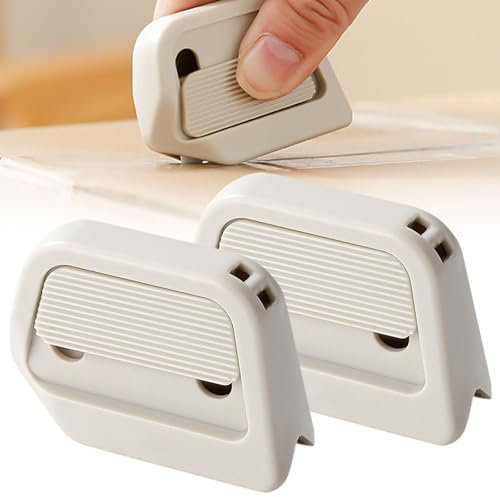Mini Ceramic Paper Cutter, Automatic Rebound Safety Slice Box Cutter, Ceramic Box Cutter, Micro Blade Exposed 7mm, Mini Box Cutters for Office Home DIY Crafts with Keychain Hole (Khaki)