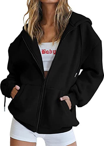 2025 Sweat à Capuche Femme Zippé Manches Longues Décontracté Chaud Chic Élégant Streetwear Oversize Grande Taille avec Poches Sport Fille Veste Hoodie Sweatshirt Coton pour Printemps Automne Hiver