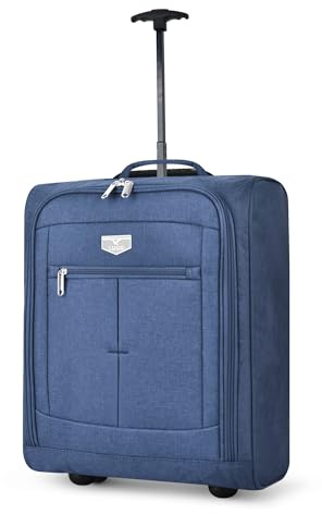 LUGG Cabin Size Lightweight Luggage - Durable 600D Polyester Snowflake Push Up Trolley - Solid Wheels - Easyjet, Ryanair, British Airways - Airway Locker (56x45x25cm)