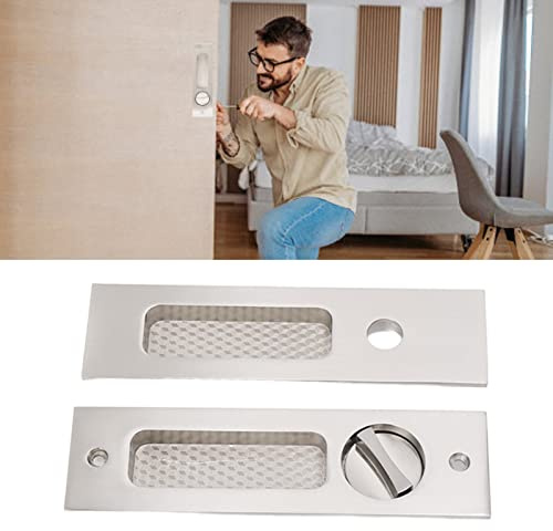 Invisible pocket door lock, mortise lock for interior doors, comfortable touch sliding door mortise lock with 2 keys, invisible lock for wardrobe