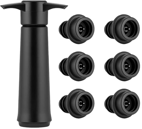 Pompa sottovuoto per vino con 6 tappi, chiusura per bottiglie di vino, conservatore di vino, tappo riutilizzabile per vino mantiene il vino fresco, ideale come regalo