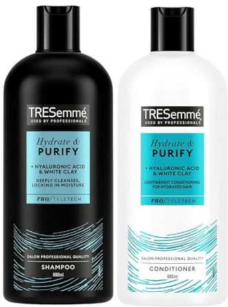 TRESemmé Hydrate & Purify Shampoo & Conditioner Bundle 680ml Each | Deep Cleansing Hair Care Set with Aloe Vera & Hyaluronic Acid for Fresh, Hydrated & Healthy Hair