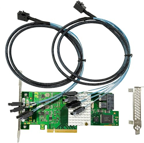 SAS HBA Card PCIe SATA Erweiterungskarte kompatibel mit D3307 und LSI 9300-8i IT-Modus, SAS-Expander-Unterstützung, 8-Port 12 Gb/s PCIe 3.0, mit 2 x SFF-8643 auf 4 x SATA-Kabel für NAS TrueNAS UnRAID