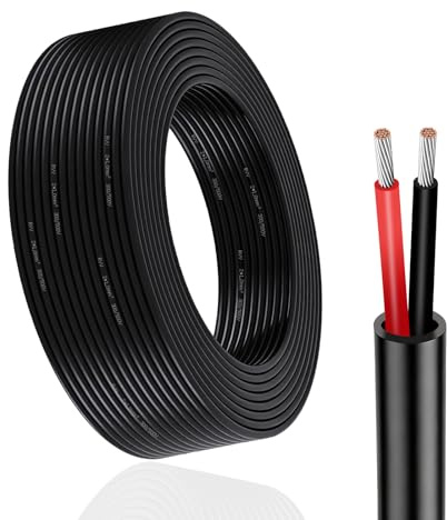Qiping Cable redondo de 2 hilos, 2 x 1,0 mm², 10M, Cable eléctrico rojo/negro, 12V/24V, Flexible Cable de cobre estañado para automóviles, lámparas LED, paisaje