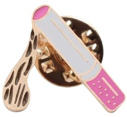 Women's Pink Rose Enamel Brooch with Champagne Wine Glass and Cigarette Design, Normal, Non-precious metal