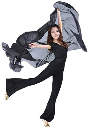 ZhiYuanan Damen Chiffon Handtuch Bauchtanz Schal Schleier Bauchtanz Schleier Tanzschleier Schwarz