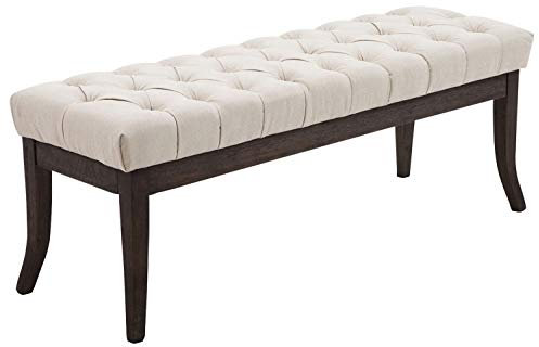 CLP Sitzbank Ramses mit hochwertiger Polsterung und Stoffbezug I Bank mit antik-dunklen Holzbeinen I Holzbank mit Einer Sitzhöhe von: 46 cm, Farbe:Creme, Größe:120 cm