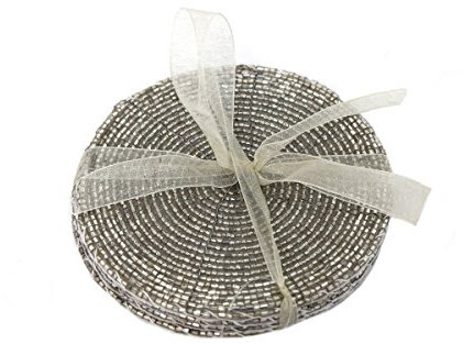 Set von 4 Silber Perlen Untersetzer