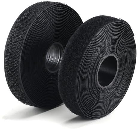 FOGAWA 5m Klettband Nähen Klettverschluss zum Nähen 20mm Breit Hakenband Extra Stark Haftkraft Flauschband zum Aufnähen Klettstreifen wiederverwendbar für Nähen Basteln Nähmaschine Schwarz 2 Rollen