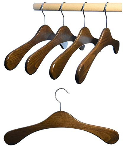 Hagspiel Kleiderbügel aus Holz, Garderobenbügel aus Buchenholz, 5 STK. (Nußbraun mittel gebeizt) Made in Austria