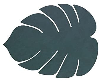 Lind DNA Tischset Monstera Recyceltes Leder Nupo Dunkelgrün, Maße: 26cm x 22cm, 989959