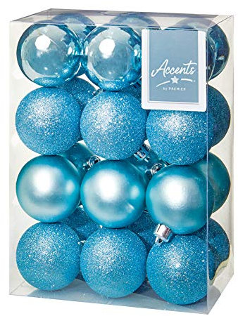 Widdle Wonderland Christmas Tree Decoration 24 Pack 60mm Shatterproof Baubles - Ice Blue 8484