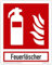 Schild Feuerlöscher | extra langnachleuchtend | PVC selbstklebend 200x250mm | mit Schriftzug Feuerlöscher | DIN EN ISO 7010 F001 | DIN 67510 (Brandschutzzeichen) Dreifke® extra 160