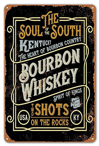 ZYPENG Retro Metall Blechschild Kentucky Bourbon Whiskey Wanddekoration für Bar Pub Man Cave Club Home 20,3 x 30,5 cm