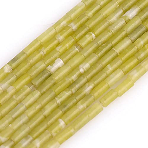 Gem-Inside 2 x 4 mm natürlicher gelber Zitronen-Jaspis Röhren-Abstandshalter Perlen für Schmuckherstellung Strang, 38,1 cm Energiestein, Heilkraft Kristall