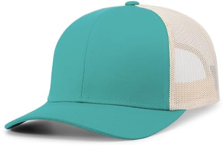 Pacific Headwear Damen Trucker Snapback Classic Mesh Breathable, Structured Fit & Adjustable Sports Hat Cap, Jaguar Teal/Beige/Jaguar Teal, Einheitsgröße