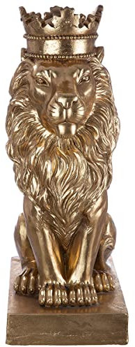 GILDE Skupltur Löwe Antik-Gold Magnesia 25x34x70cm