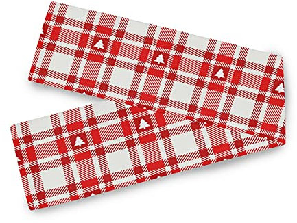 Mnsruu Chemin de table à carreaux de buffle rouge et blanc en polyester et coton pour décoration de fête, événement, festival