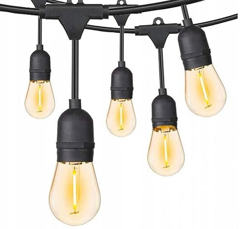 LED Lichterkette Außen 20M, Garten Girlanden Lichter, Warmweiß LED Lichterkette Außen Wasserdicht - 20M Lichterkette mit E27 Filament, Lichterkette Außen (20m 20x 6W)
