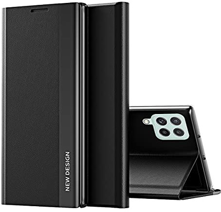 COQUE Custodia per cover Samsung Galaxy M33 5G,Custodia in pelle magnetica per smartphone ribaltabile sul lato destro,Cover per telefono in TPU antiurto per Samsung Galaxy M33 5G-Nero