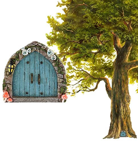 NeDengGHY Fairy Door 3D Miniature Garden Door Mystical Fairy Tree Door for Garden Courtyard Tree Stump Potted Decoration