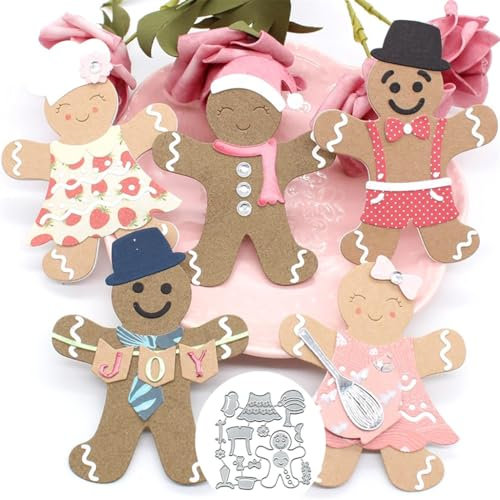 Sredwtk Lebkuchenmann Stanzschablonen Keks Stanzschablonen Weihnachten Prägeschablonen Stamping Schablone für Diy Album,Scrapbooking,Karten