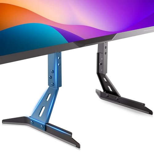 KAMIWI Universal Table Top TV Stand for Most 32-75 Flat or Curved Screens, Installation Height Adjustable TV Legs Base Replacement with Sturdy Alloy Base Hold Up to 120 lbs, Max VESA 800x400mm
