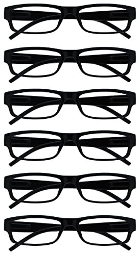 OPULIZE Ace Lesebrille 6 Pack klassisches alltäglicher schmaler Rahmen kratzfeste Federscharniere Schwarze Herren Womens RRRRRRRR32 +1,50