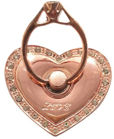 Rohans RK TECH Phone Ring Bracket holder, Love Heart Diamond Shape Finger Grip Stand Holder Ring Car Mount Phone Ring Grip Smartphone Ring stent Tablet Rose Gold (Heart Rose Gold)