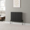 DuraTherm® 600 x 760mm Black Horizontal Designer Radiator Double Column Flat Panel Modern Central Heating Panels Bathroom Radiators